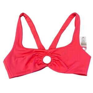 L Space Coral O Ring Ruched Bikini Swim‎ Top M Medium